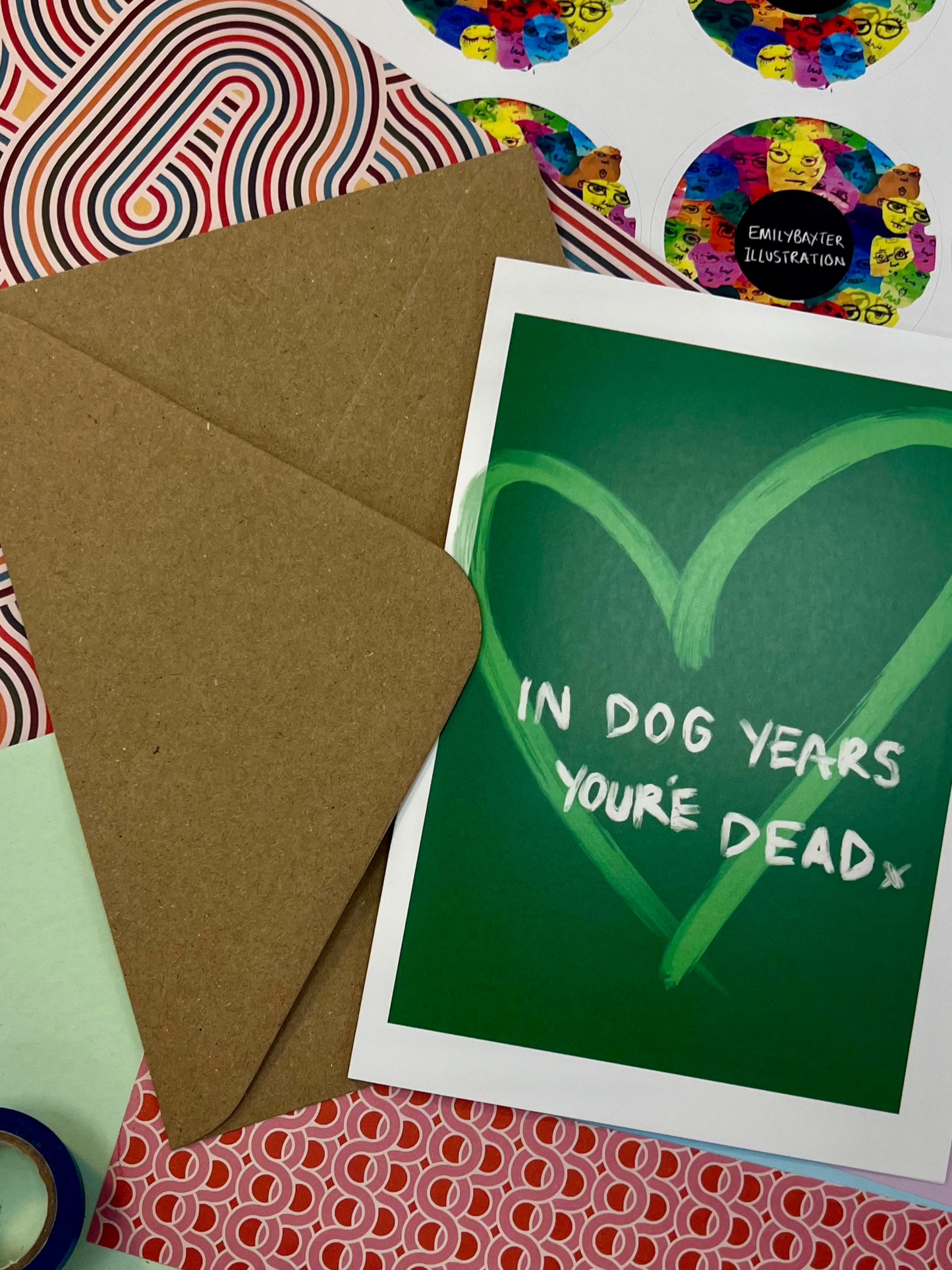 'In dog years you're dead' birthday card (green)